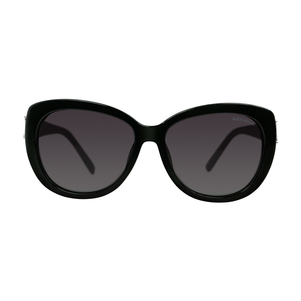 Women's Black Cat-Eye Rhinestone Flower Polarized Sunglasses - image 1 of 3