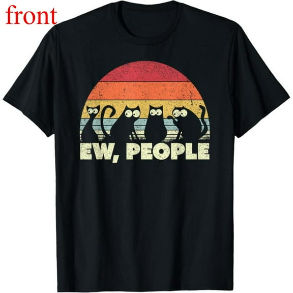 Women's Black Cat Graphic Comfortable T Shirt Casual Breathable Short Sleeve Round Neck Top Black S-5XL