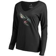 thumbnail image 1 of Women's Black Charlotte Hornets Lovely V-Neck Long Sleeve T-Shirt, 1 of 3