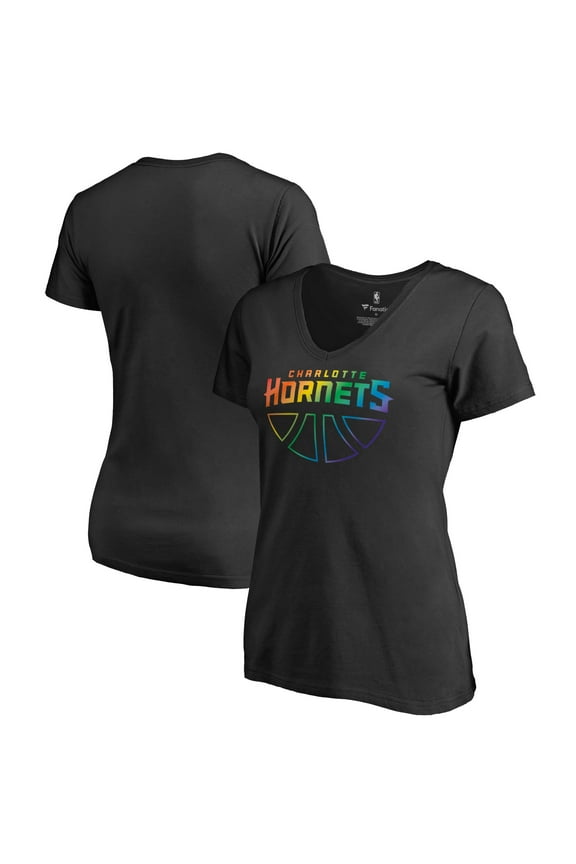 Women's Black Charlotte Hornets Team Pride Wordmark V-Neck T-Shirt
