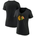 thumbnail image 1 of Women's Black Chicago Blackhawks Team Primary Logo V-Neck T-Shirt, 1 of 3