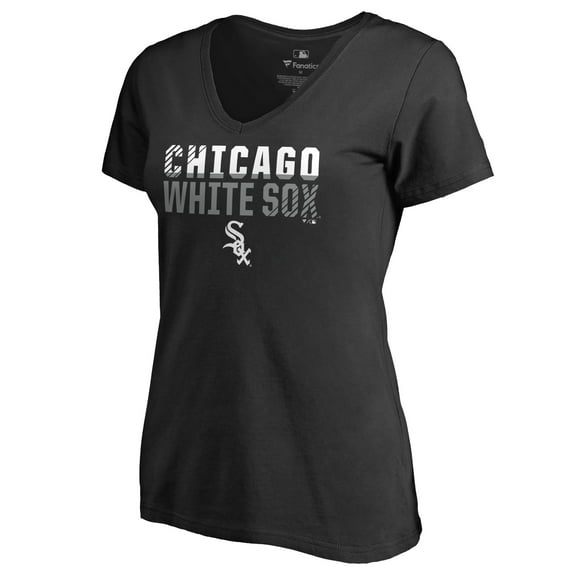 Women's Black Chicago White Sox Fade Out V-Neck T-Shirt