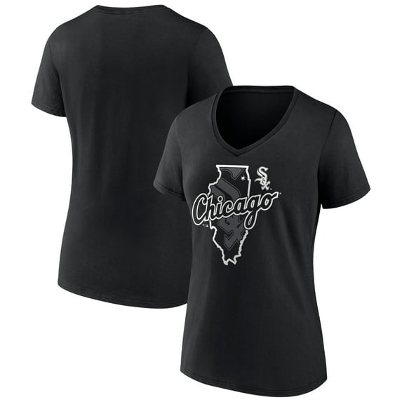 Women's Black Chicago White Sox Hometown Sox State V-Neck T-Shirt