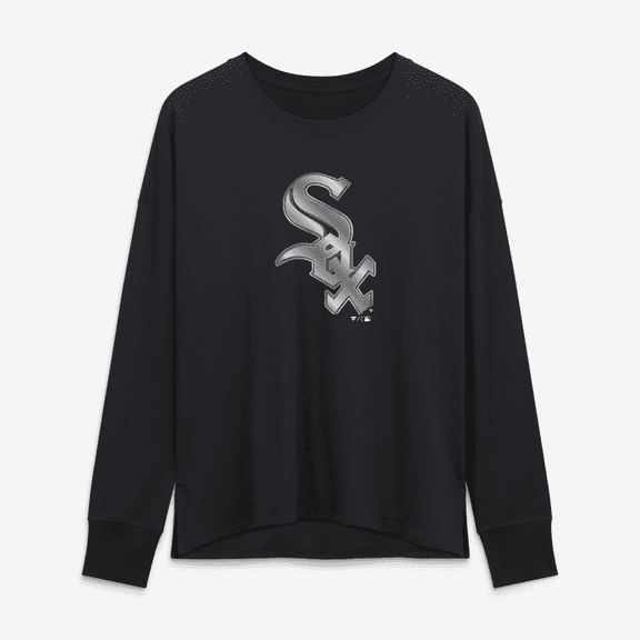 Women's Black Chicago White Sox Metallic Mascot Long Sleeve T-Shirt