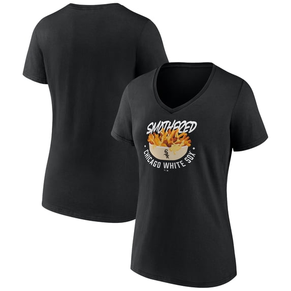 Women's Black Chicago White Sox Smothered Fries V-Neck T-Shirt