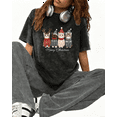 thumbnail image 1 of Women's Black Christmas Cat Graphic T Shirt, Meowy Holiday Tee S-3XL, 1 of 4