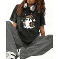 thumbnail image 1 of Women's Black Christmas Tee, Cute Ghost with Gift Holiday Top S-3XL, 1 of 4