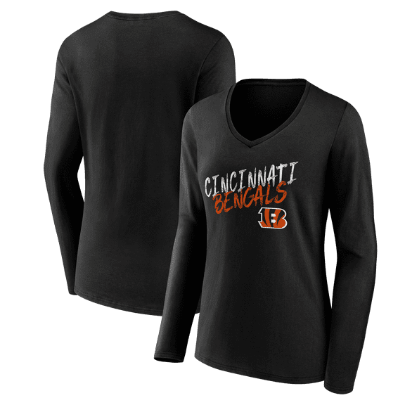 Women's Black Cincinnati Bengals Hustle Long Sleeve V-Neck T-Shirt