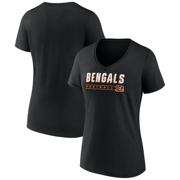 Women's Black Cincinnati Bengals Primary Play V-Neck T-Shirt