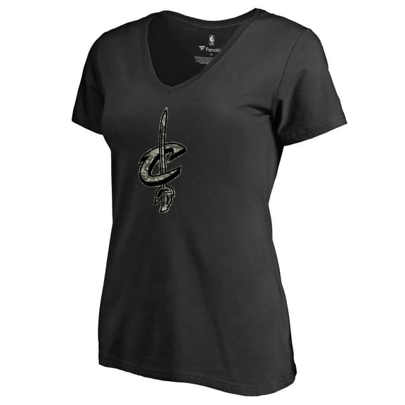 Women's Black Cleveland Cavaliers Cloak Camo V-Neck T-Shirt