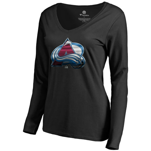 Women's Black Colorado Avalanche Midnight Mascot Long Sleeve V-Neck T-Shirt