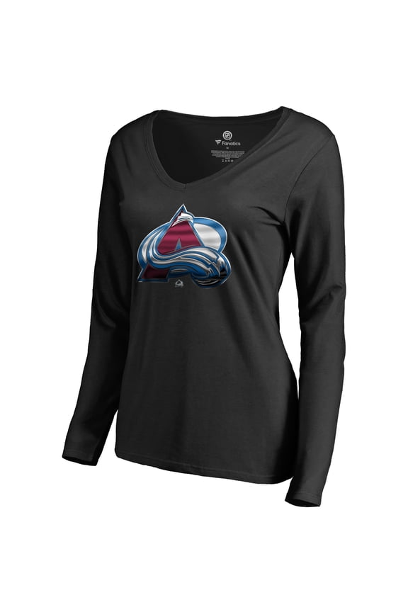 Women's Black Colorado Avalanche Midnight Mascot Long Sleeve V-Neck T-Shirt
