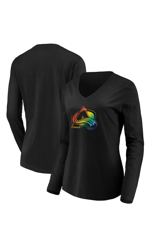 Women's Black Colorado Avalanche Team Pride Logo Long Sleeve V-Neck T-Shirt