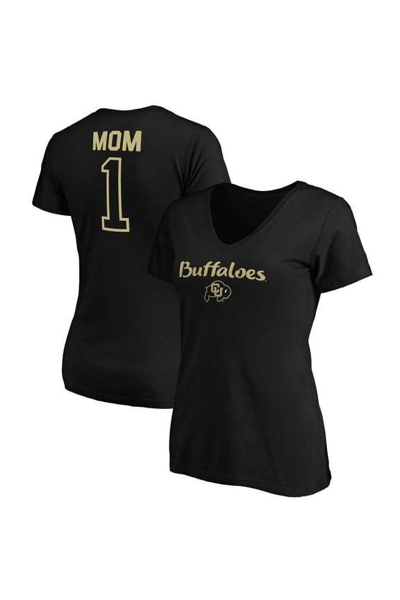 Women's Black Colorado Buffaloes #1 Mom V-Neck T-Shirt