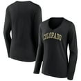 thumbnail image 1 of Women's Black Colorado Buffaloes Basic Arch Long Sleeve V-Neck T-Shirt, 1 of 3
