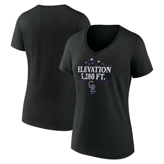 Women's  Black Colorado Rockies Elevation V-Neck T-Shirt