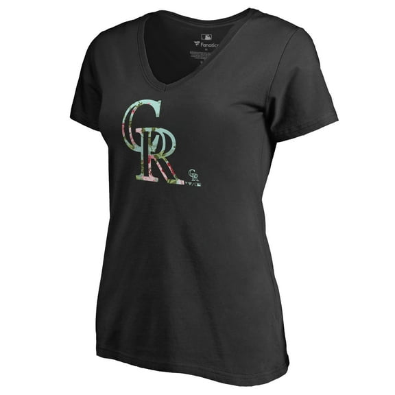 Women's Black Colorado Rockies Lovely V-Neck T-Shirt