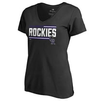 Women's Black Colorado Rockies Onside Stripe V-Neck T-Shirt