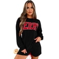 thumbnail image 1 of Women's Black Corded MERRY Graphic Long Sleeve Top and High Waist Shorts Set | [ZhiHiMeRi] | (US 20-22)2XL, 1 of 5