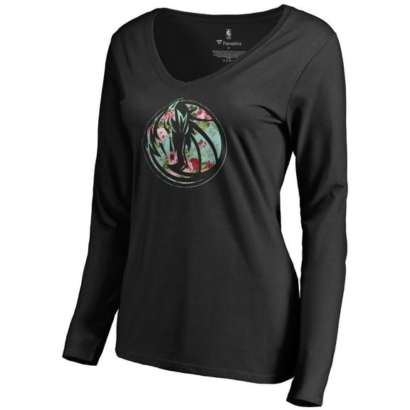 Women's Black Dallas Mavericks Lovely V-Neck Long Sleeve T-Shirt