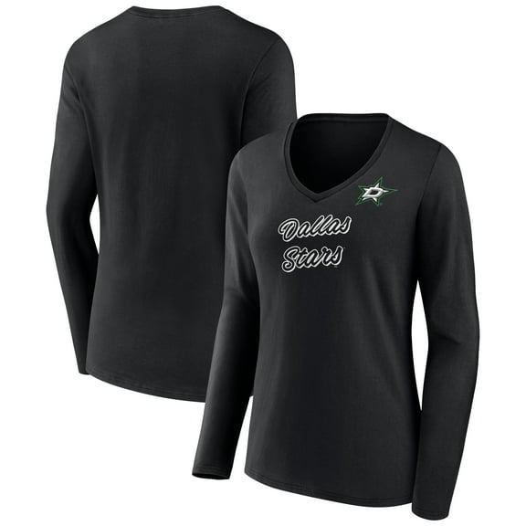 Women's Black Dallas Stars Forge Long Sleeve V-Neck T-Shirt