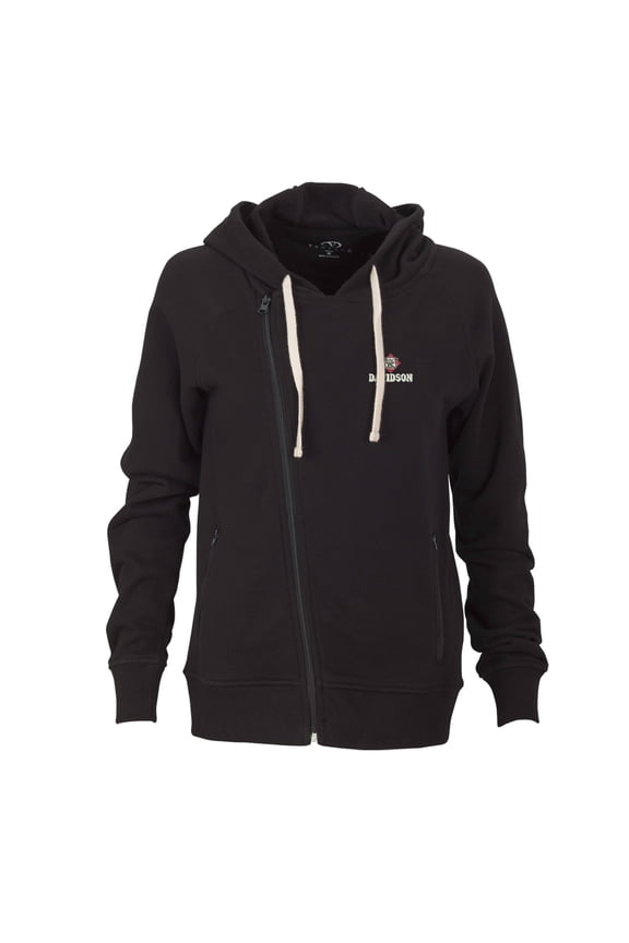 Women's Black Davidson Wildcats Fleece Moto Jacket