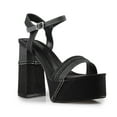 thumbnail image 1 of Women's Black Denim Chunky Heel Platform Sandals, 1 of 2