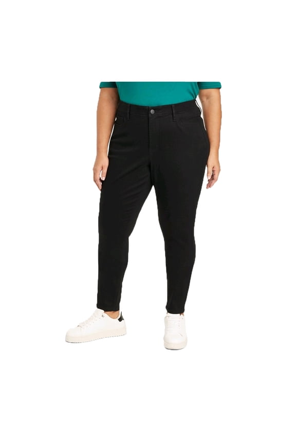 Women's Black Denim Plus Size High-Rise Skinny Jeans - 17