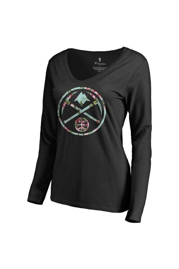 Women's Black Denver Nuggets Lovely Long Sleeve V-Neck T-Shirt