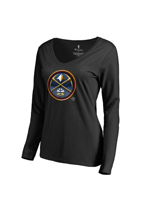 Women's Black Denver Nuggets Midnight Mascot Long Sleeve V-Neck T-Shirt