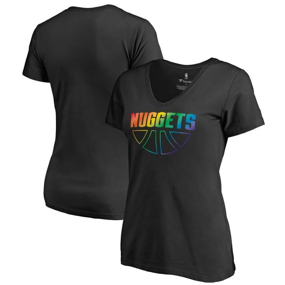 Women's Black Denver Nuggets Team Pride Wordmark V-Neck T-Shirt