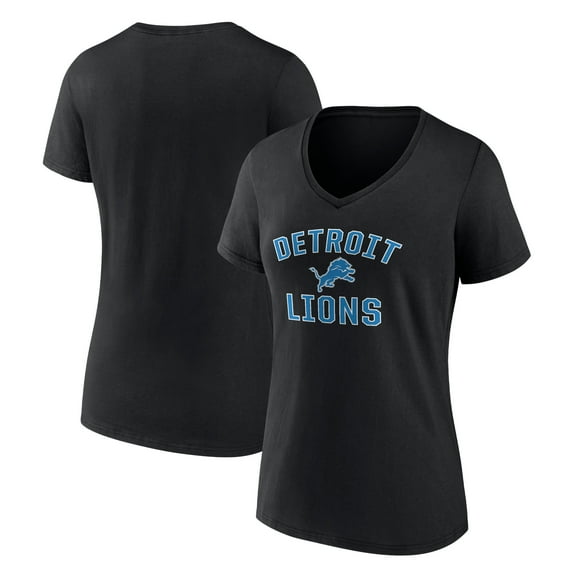 Women's  Black Detroit Lions Victory Arch V-Neck T-Shirt