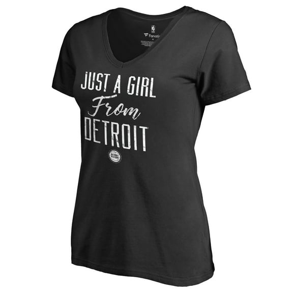 Women's Black Detroit Pistons Just a Girl V-Neck T-Shirt