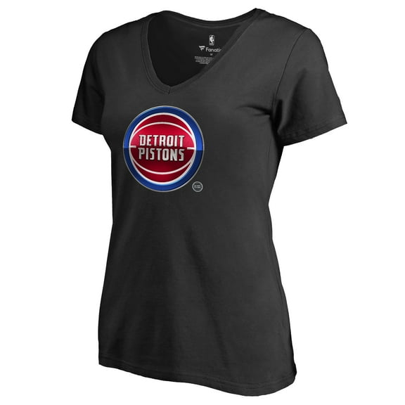 Women's Black Detroit Pistons Midnight Mascot V-Neck T-Shirt