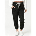 thumbnail image 1 of Women's Drawstring Joggers - Casual High Waisted Sweatpants with Pockets, Soft Relaxed Fit Athletic Lounge Pants, Ankle Cuffed Tapered Leg Workout Trousers for Running, Gym, Yoga & Daily Wear, 1 of 6