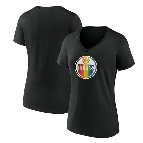 Women's  Black Edmonton Oilers Team Pride V-Neck T-Shirt