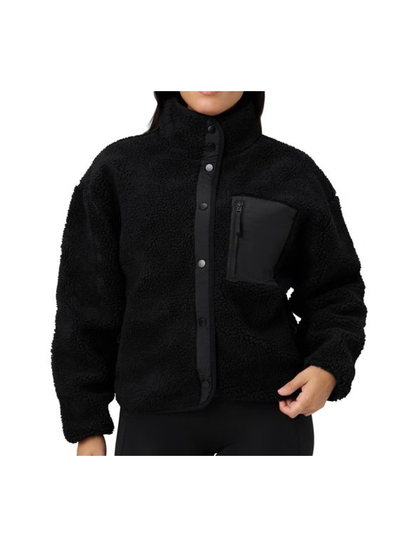 Women's Black Fabletics Teddy Sherpa Jacket Size Medium