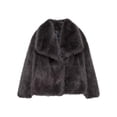 thumbnail image 1 of Women's Black Faux Fur Coat Solid Color Long Sleeve Warm Jacket for Winter in Classic Hue, 1 of 2