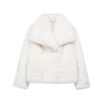 thumbnail image 1 of Women's Black Faux Fur Coat Solid Color Long Sleeve Warm Jacket for Winter in Classic Hue, 1 of 2