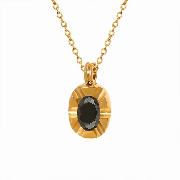 Women's Black Fine Zircon Pendant Necklace Geometric Clavicle Chain Electroexpertly plated 18K Gold | Women's Elegant Necklace | Women's Jewelry Gifts[b096]