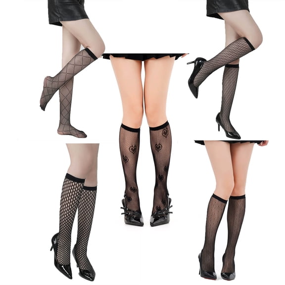 Women's Black Fishnet Socks - Mid-Calf Sheer Mesh Spring Summer Stockings, Snag-Resistant