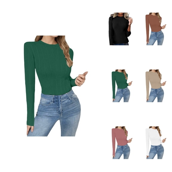 Women's Black Floral Print Crew Neck Slim Fit Pullover Sweater – Soft Knitted Long Sleeve Cotton Blend Casual Top for Fall Winter Everyday Wear