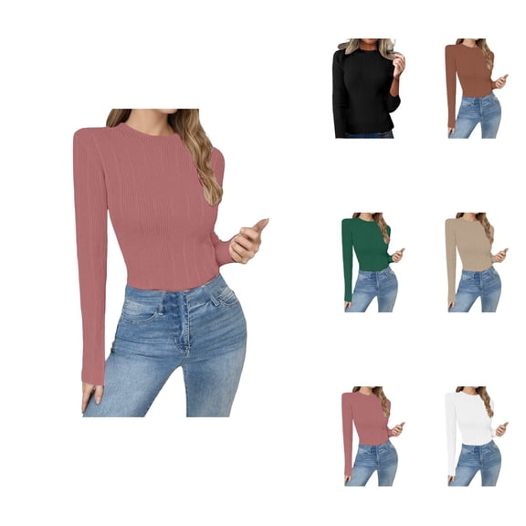 Women's Black Floral Print Crew Neck Slim Fit Pullover Sweater – Soft Knitted Long Sleeve Cotton Blend Casual Top for Fall Winter Everyday Wear