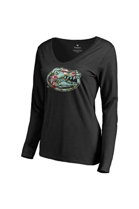 Women's Black Florida Gators Lovely Long Sleeve V-Neck T-Shirt