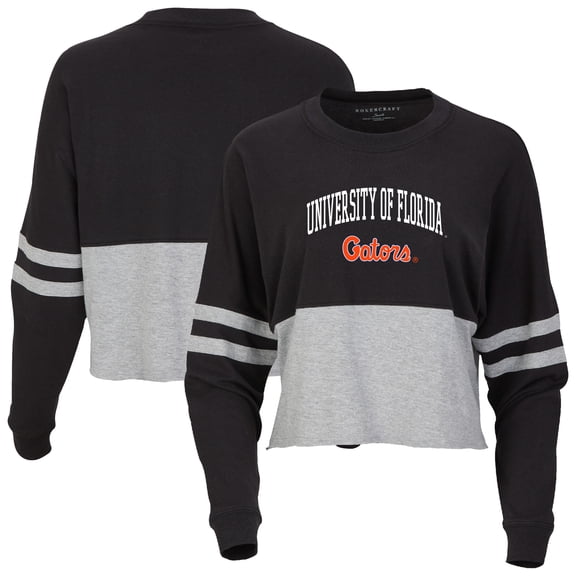 Women's Black Florida Gators Oversized Cropped Retro Long Sleeve T-Shirt