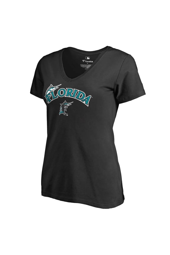 Women's Black Florida Marlins Core Wahconah V-Neck T-Shirt