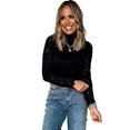thumbnail image 1 of Women's Black Flower Lace See-Through Mock Neck Long Sleeve Top | [ZhiHiMeRi] | (US 16-18)XL, 1 of 6