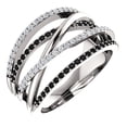 thumbnail image 1 of New Women's Black Gem Ring Cubic Zirconia Rings Diamond Multi Row Ring, 1 of 1