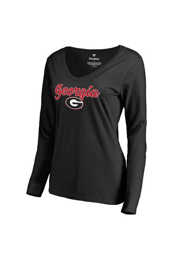 Women's Black Georgia Bulldogs Freehand Long Sleeve T-Shirt