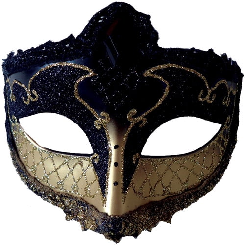 Women's Black & Gold Mardi Gras Eye Mask